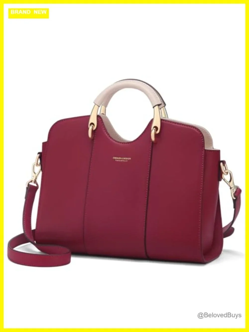 Genuine Leather Satchel Tote Handbag with Top Handle and Crossbody Strap